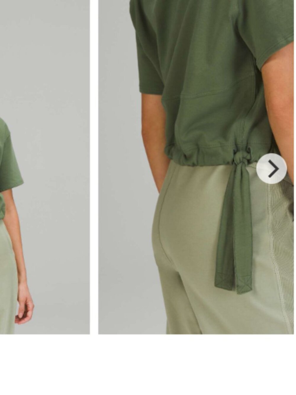 Lululemon Women's Size 6 LA Side Cinch T-Shirt, Green Twill - Picture 2 of 7